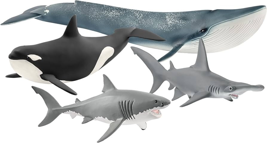 Schleich Wild Life - 4PC Ocean Animal Figurine Playset - Includes Blue Whale, Orca, Hammer Head a... | Amazon (US)