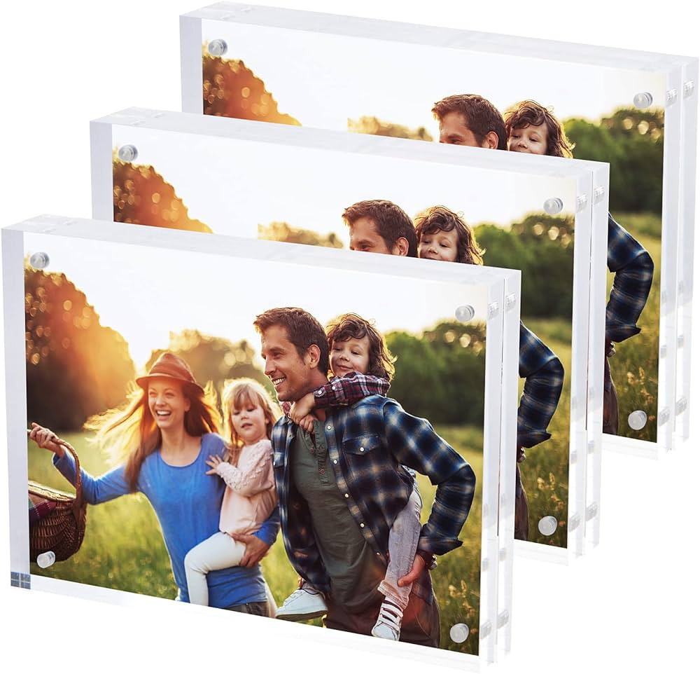 SimbaLux Magnetic Acrylic Picture Photo Frame 5x7 inches (3 Pack), Clear Glass Like, Double Sided... | Amazon (US)