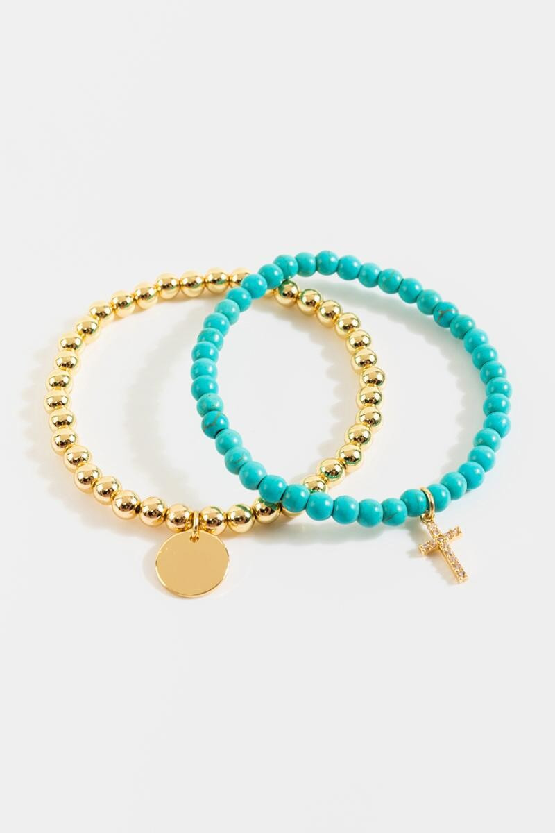 Avery Beaded Cross Bracelet Set | Francesca’s Collections