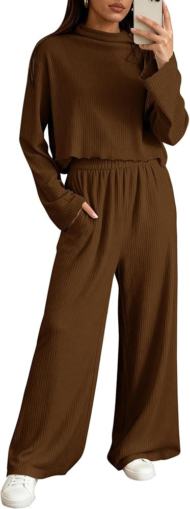 BTFBM Women's Two Piece Outfits 2025 Fall Trendy Sweatshirt Pants Tracksuit Jogger Sweatsuit Loun... | Amazon (US)