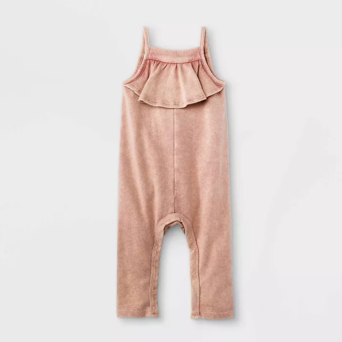 Grayson Mini Baby Girls' Ruffle Front Strappy Romper - Pink | Target