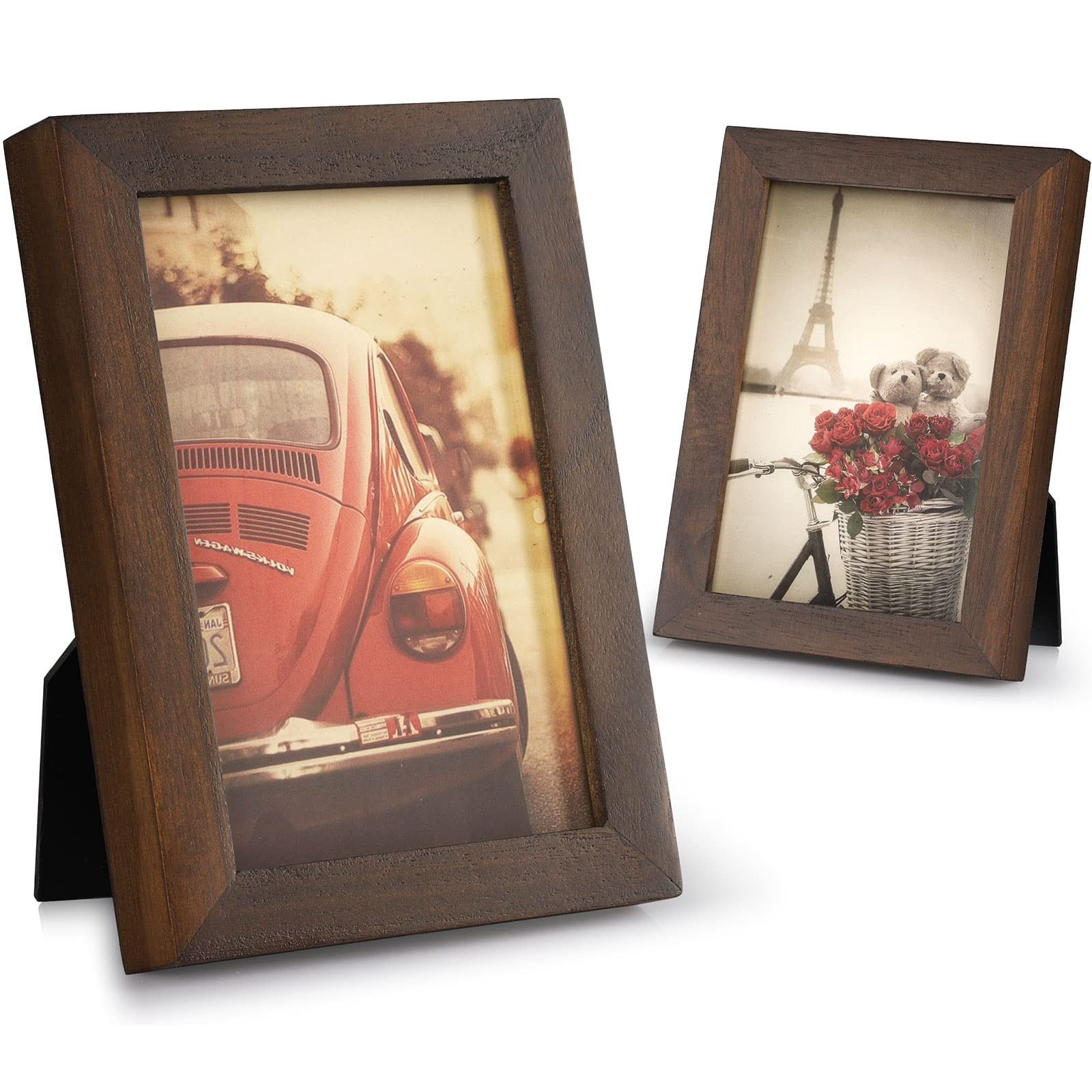 4x6 Picture Frame, Pack of 2 Photo Frame with Real Glass, Solid Wood Rustic Picture Frames 4x6 Di... | Amazon (US)