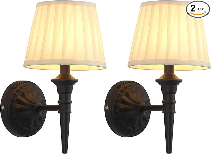 KDG Cordless Wall Sconces Set of 2, Small Wireless 5200mAh Rechargeable Battery Fabric LED Wall L... | Amazon (US)