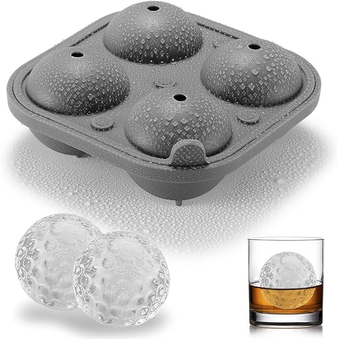 Golf Ice Cube Trays, 2.5" Large Sphere Round Golf Ice Cube Mold for Cocktails, Whiskey, Bourbon C... | Amazon (US)
