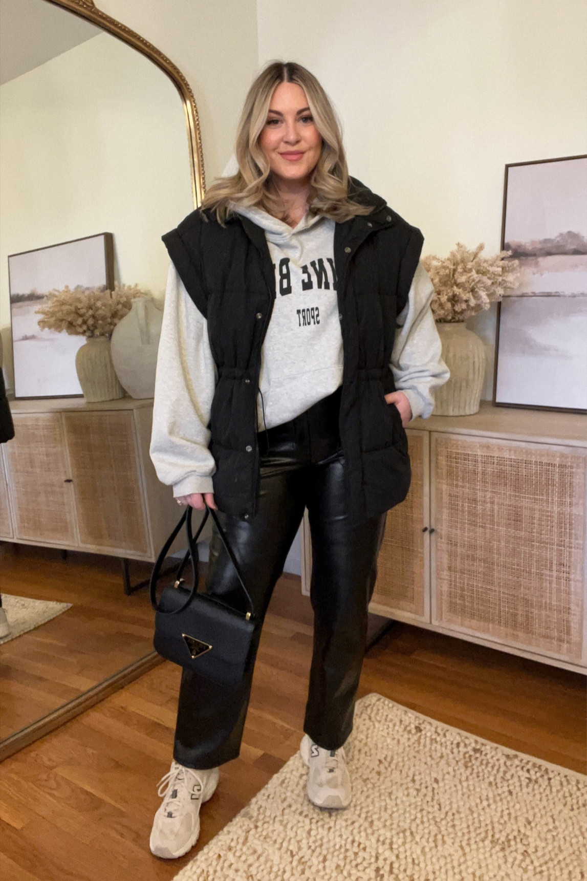 Abercrombie vegan leather pants // I size up 1 size for comfort. Wearing a 30L (I’m 5’6”  and prefer the “long” in the Ankle length).

S/M in vest, L in sweatshirt. 

faux leather pants, Abercrombie outfit, casual outfit, winter outfit, faux leather pants outfit, Abercrombie leather pants, anine bing sweatshirt, oversized vest

#LTKFind #LTKstyletip #LTKSeasonal