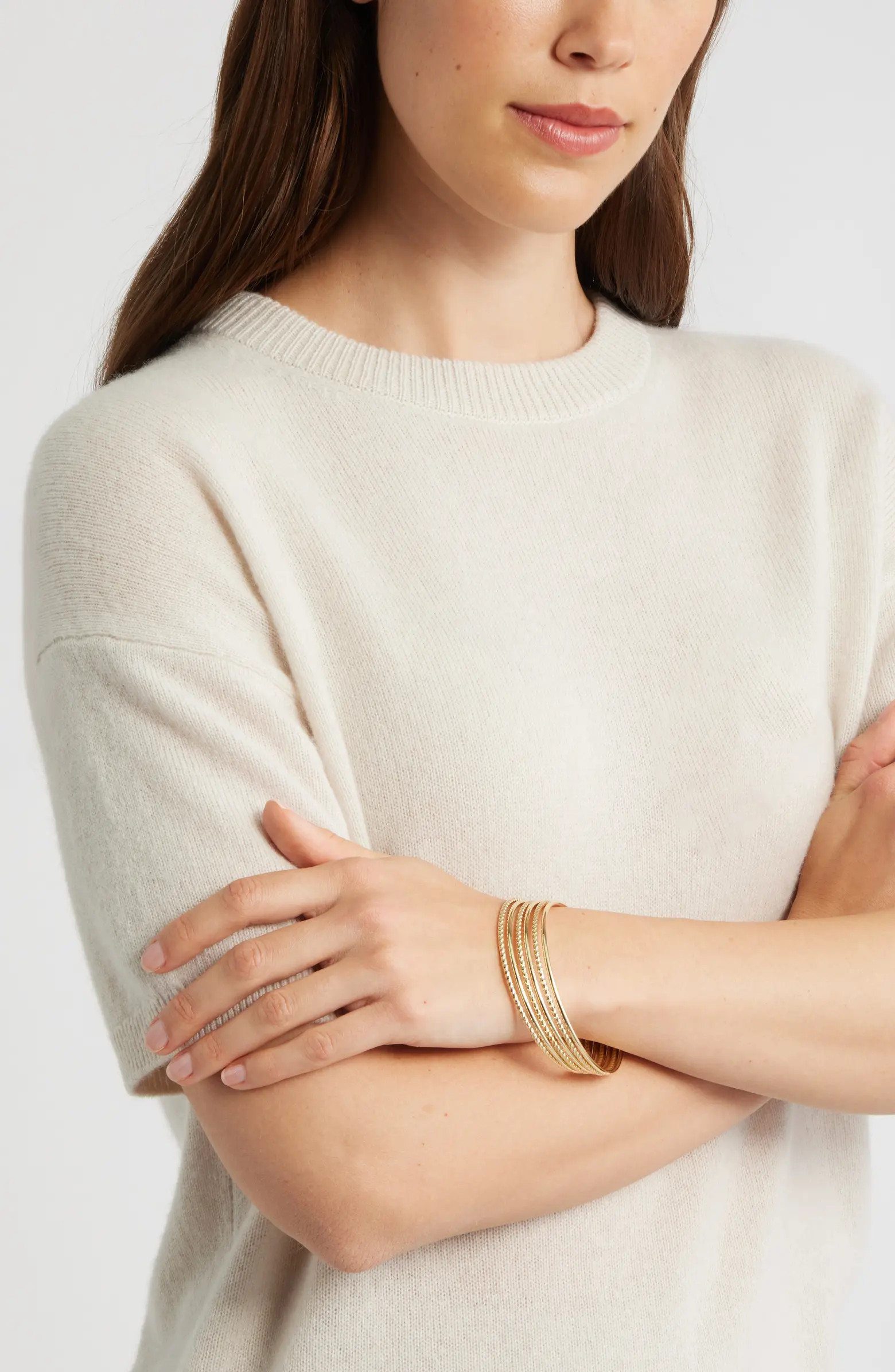 Set of 5 Mixed Texture Bangle Bracelets | Nordstrom