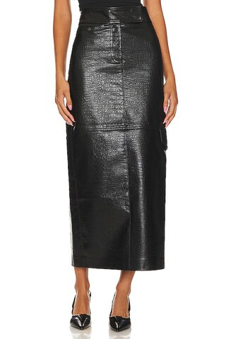 LPA Halle Faux Leather Maxi Skirt in Black from Revolve.com | Revolve Clothing (Global)