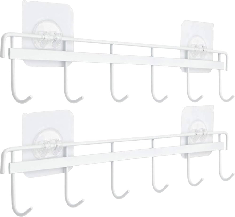 Yizhi Adhesive Wall Hooks Rack Kitchen Rail, Space Saving Utensil Holder No Drilling Wall Mounted... | Amazon (US)