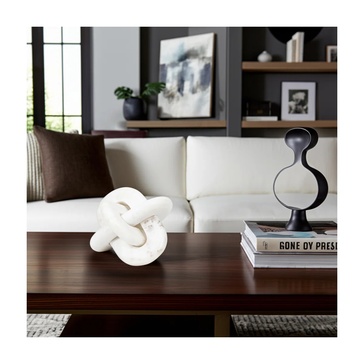 Sculptural Marble Decorative Object with Interlocking Design for Living Room Decor - Modern Home ... | Wayfair North America