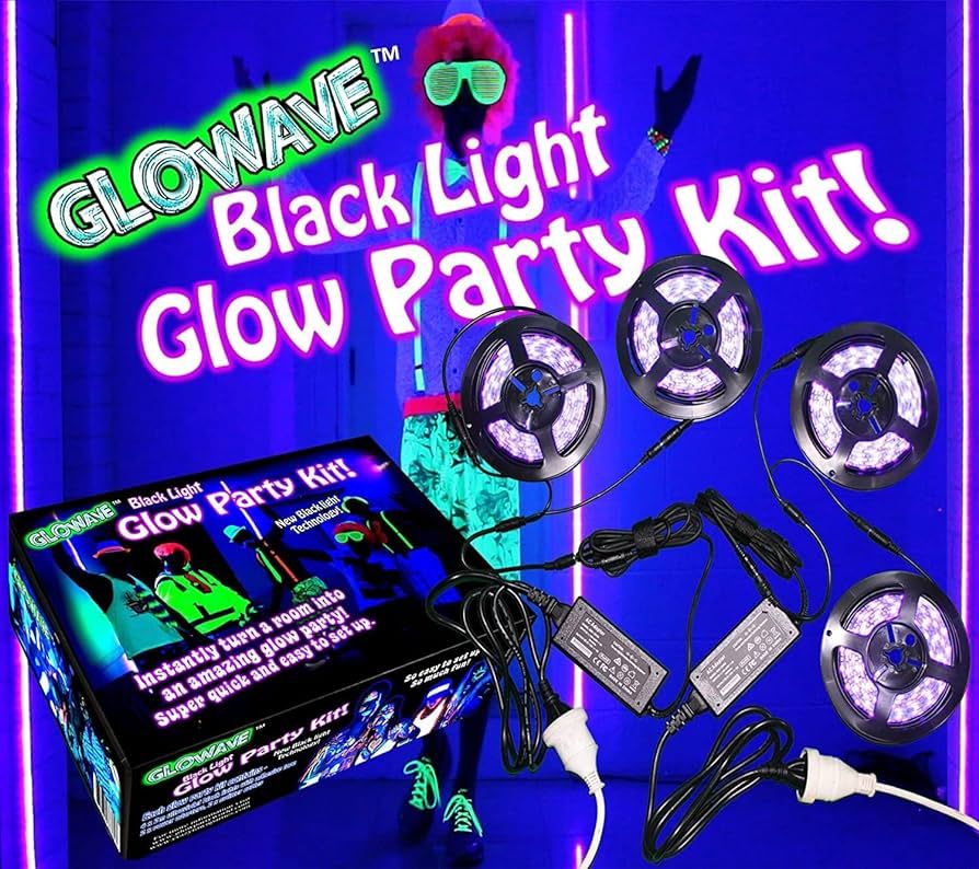 Black Lights for Glow Party! 115W Blacklight LED Strip kit. 4 UV Lights to Surround Your Neon Par... | Amazon (US)