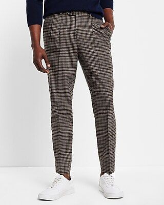 Extra Slim Gingham Flannel Hybrid Elastic Waist Cropped Suit Pant | Express