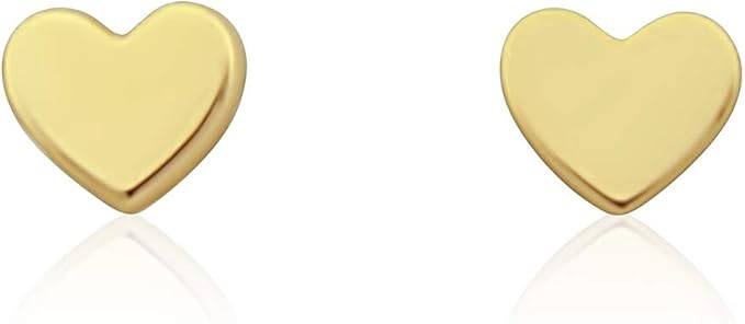 14K Yellow Gold Tiny Heart Stud Earrings - 0.16in | Amazon (US)