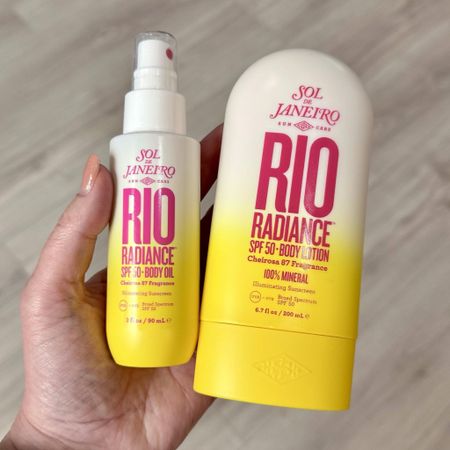 We've been using the NEW Sol de Janeiro Rio Radiance Sunscreen and ❤️❤️❤️ it!!! There's a spray, lotion + oil!!! The lotion is likely the best value - it's a good sized container, mineral with no white cast! Smells soooo good! Both the lotion and oil are shimmery, but I don't think the oil will go far!  Noelle has been using the lotion the most! Check it out ⬇️! (#ad)

#LTKBeauty #LTKSeasonal #LTKSwim
