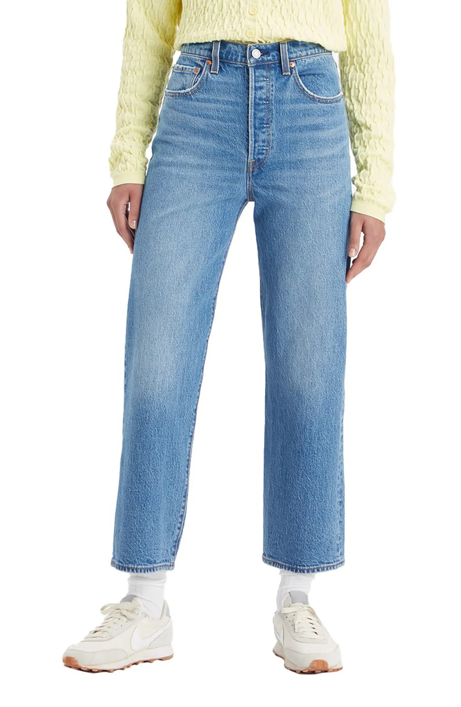 Ribcage High Waist Ankle Straight Leg Jeans | Nordstrom