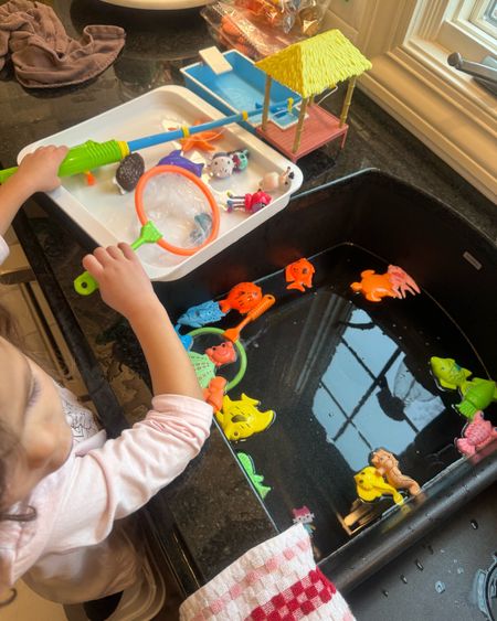 Toddler fishing game with magnetic fishing pole and fish pieces! Comes with two nets also and a bunch of floating fish! 🐠🐟🐠🐟 

Toddler activities. Outdoor play. Water play. Toddler toys. Water toys. Summer toys. Amazon finds. 

#LTKfindsunder100 #LTKkids #LTKfamily