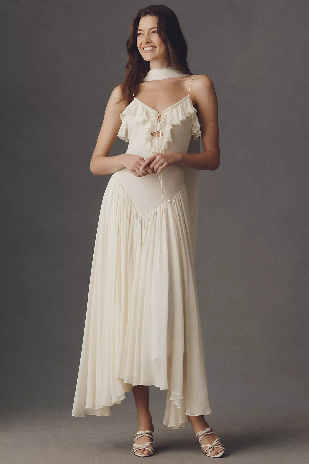 De La Vali Harmattan Basque-Waist Scarf Maxi Dress | Anthropologie (US)