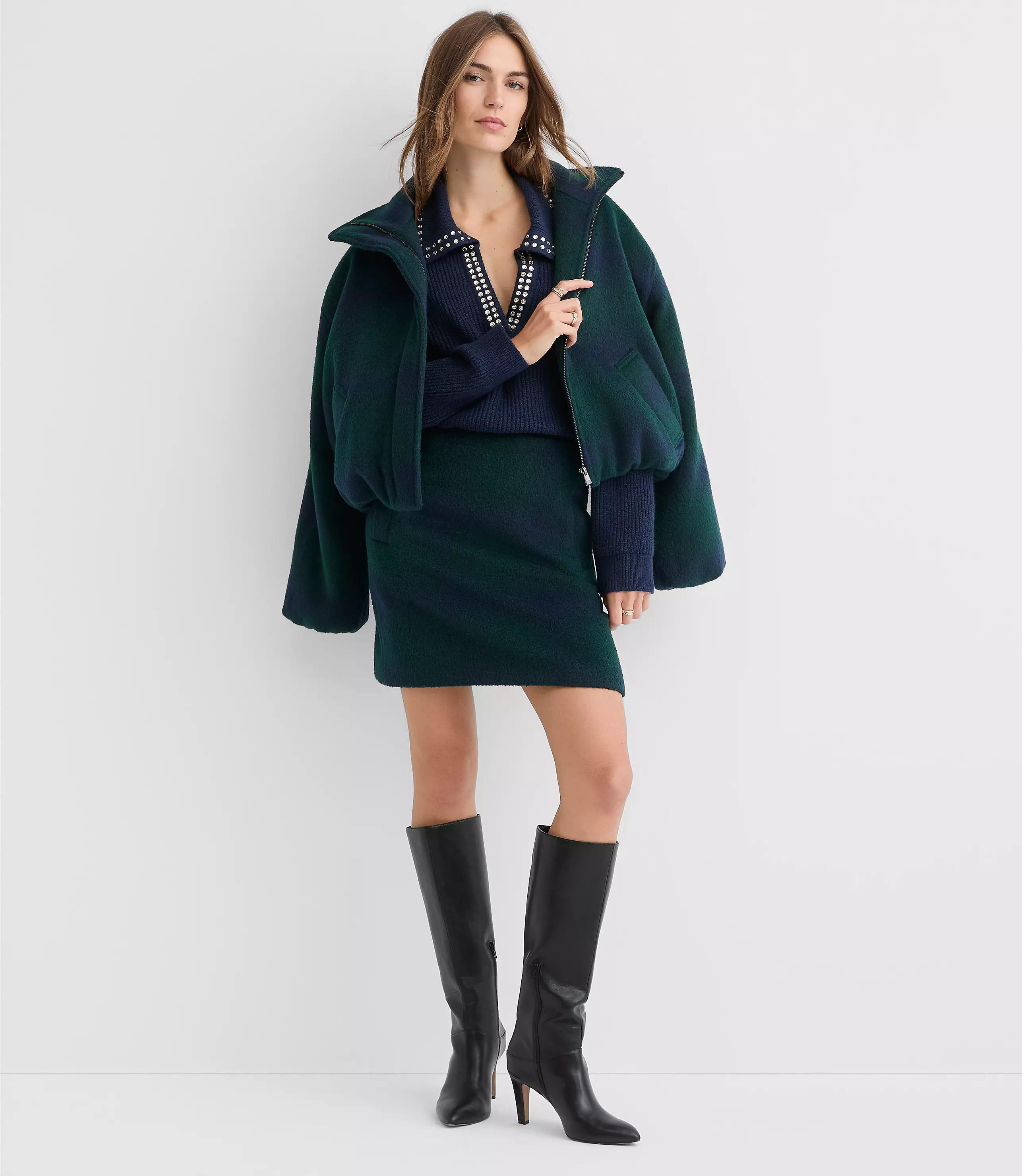 Petite Plaid Welt Pocket Mini Skirt | LOFT