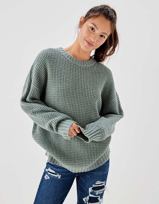 AE Oversized Waffle Knit Sweater | American Eagle Outfitters (US & CA)