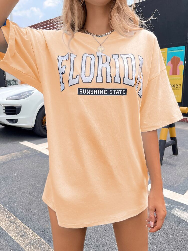 Letter Graphic Drop Shoulder Oversized Tee | SHEIN