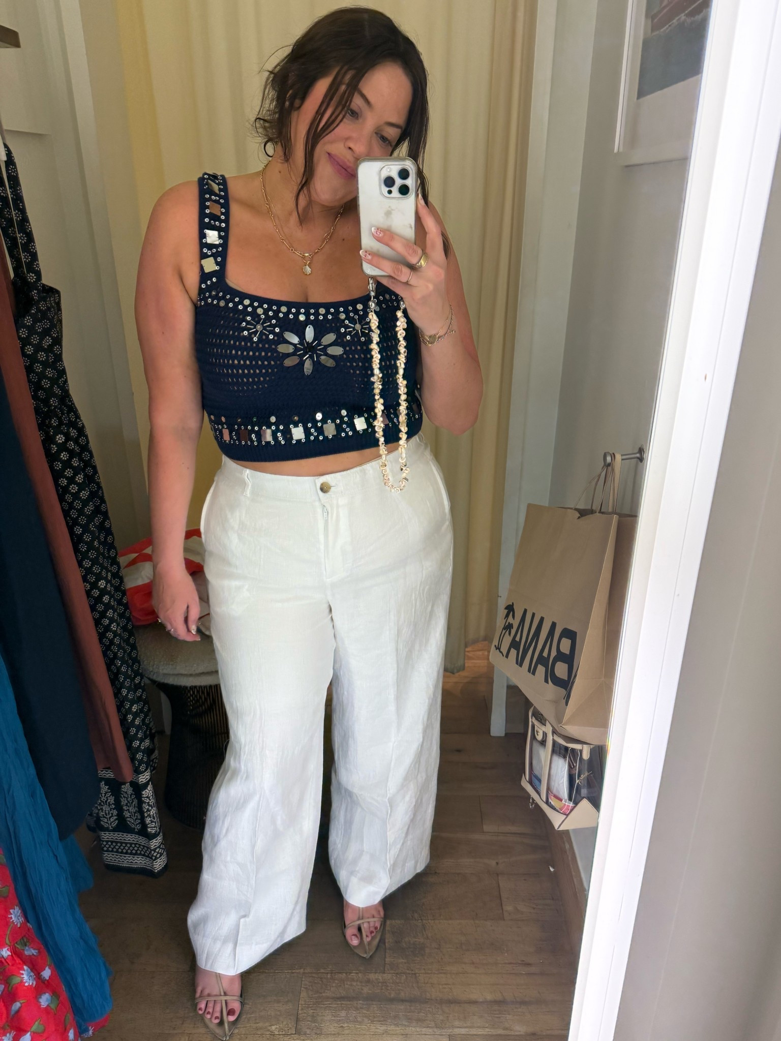 They only had medium in top in store but I’m obsessed with this look they had on the mannequin. These pants are new to me (style wise) and great! They only had large in store and for
Baggier fit I would want my true size. They do run large, if I’m between sizes. The top has these beautiful mirror embroidery details. They only had a medium in store but I would want at least a large. Does have a body skimming fit in right size. Pants have elastic on back and are very comfortable. Size down in top and in pants if you don’t have larger hips or are in between sizes. If you do have hips. Keep true size. Both come in plus, tall, petite. It’s giving vacation.

#LTKPlusSize #LTKMidsize #LTKSeasonal