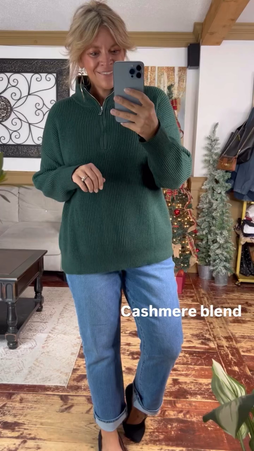 Cashmere blend 1/4 zip sweater size xl; jeans size 14 

#LTKMidsize #LTKFindsUnder50 #LTKSeasonal