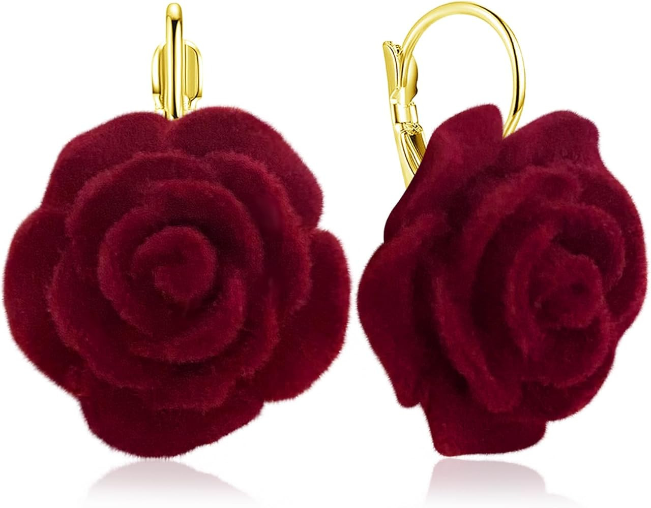 Handmade Bohemian Aesthetic Dainty Acrylic Flower Petal Leverback Earrings Sparkly 14K Gold Flora... | Amazon (US)