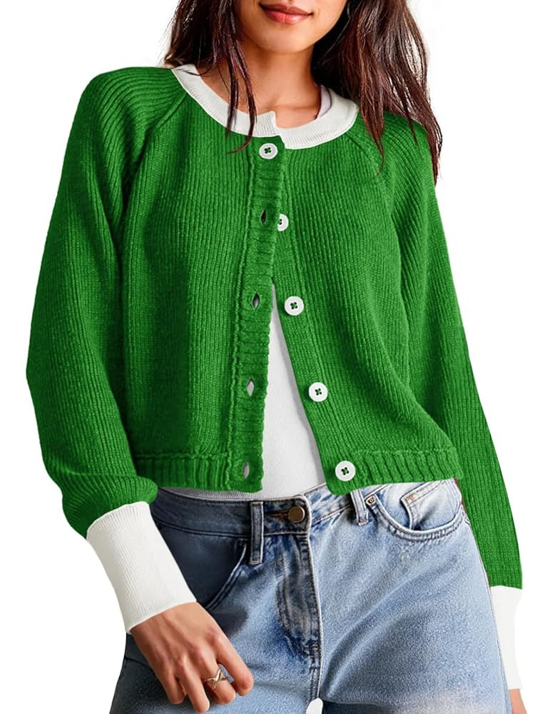 Saodimallsu Womens Cropped Cardigan Sweaters Button Down Open Front Long Sleeve Fall Trendy Color... | Amazon (US)