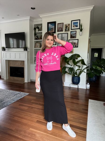 Sweatshirt - unisex fit, wearing a small
Maxi dress - true to size, wearing a small
Sneakers - my favorite fashion sneakers!

#LTKunder100 #LTKunder50