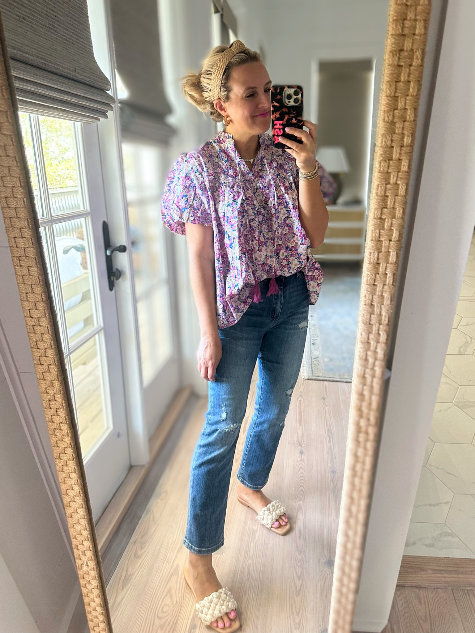 Cutest top for spring and summer. So cute with jeans and shorts. Wearing size small top and jeans are a 26. Code FANCY15 for 15% off 

#LTKstyletip #LTKsalealert #LTKunder100