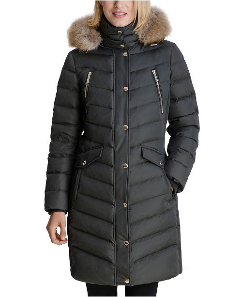 Faux-Fur Trim Hooded Down Coat, Created for Macy's | Macys (US)