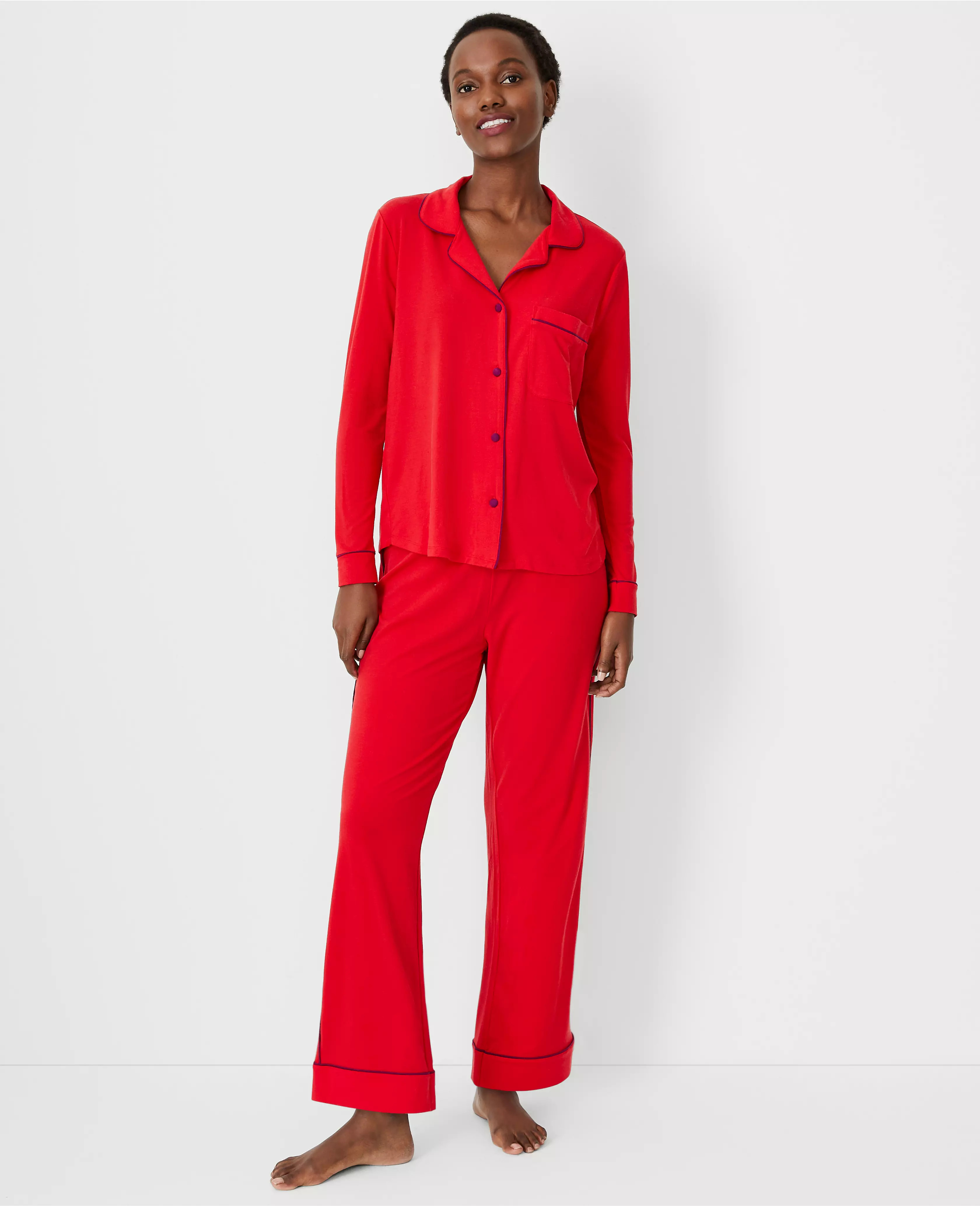 Piped Pajama Set | Ann Taylor (US)