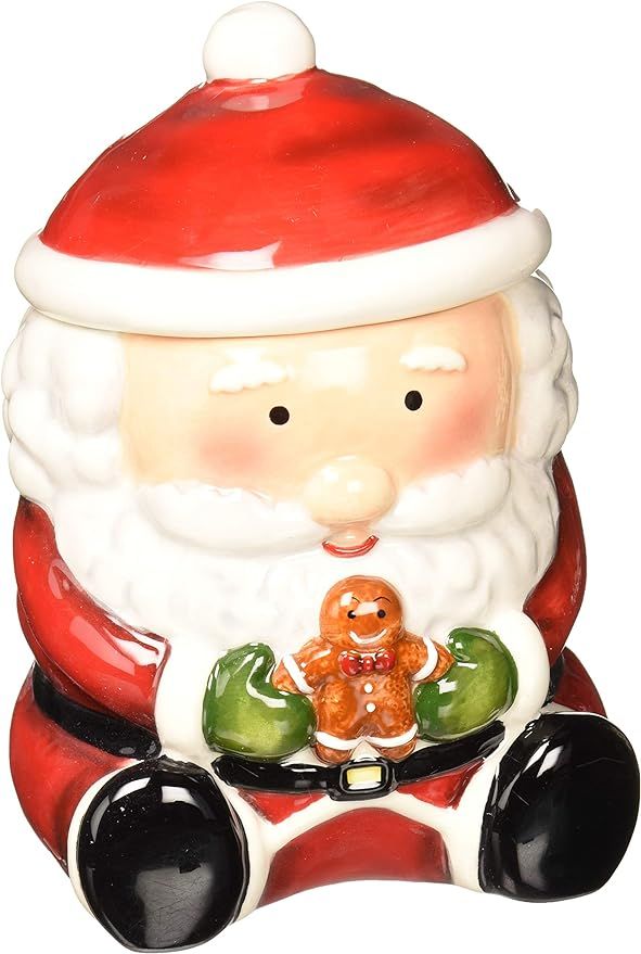 Cosmos Gifts Santa with Gingberbread Man Cookie Jar, 7-1/8-Inch | Amazon (US)