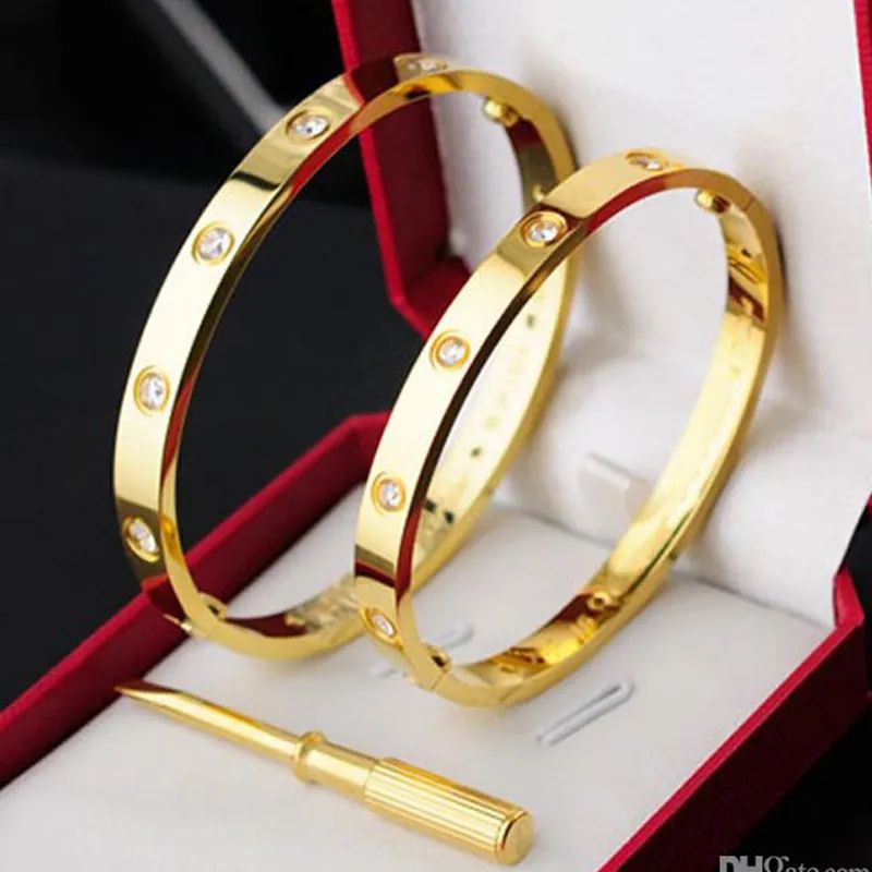 Fashion Silver Ladies Rose Gold Bracelets Lady Screw Men Screwdriver Diamond Luxury Designer Jewe... | DHGate