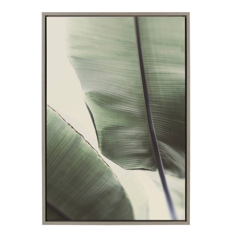 23"" x 33"" Sylvie Vintage Palms by Alicia Abla Framed Wall Canvas Gray - Kate & Laurel All Things D | Target