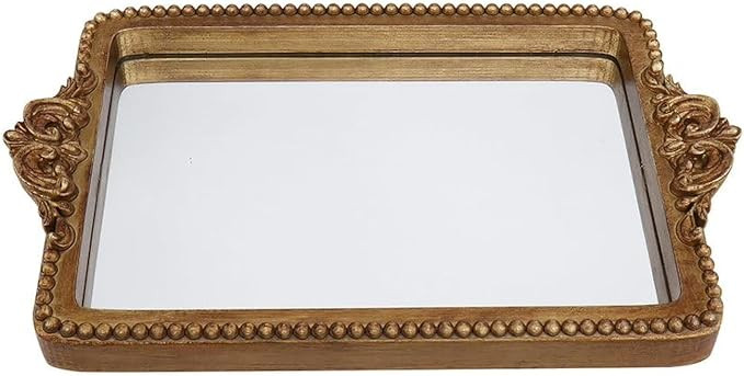 Vintage Gold Tray with Mirror Glass Base | Card Holder for Guests During Occasions and Events or ... | Amazon (US)