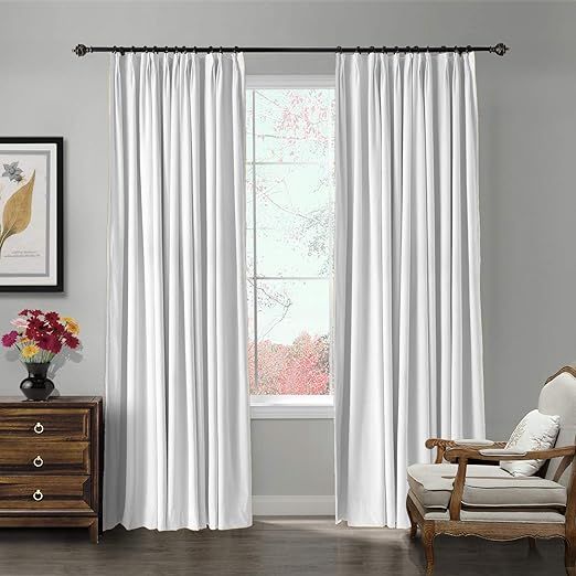 ChadMade Pinch Pleat 72W x 84L Blackout Lined Velvet Curtain Drapery Panel for Traverse Rod or Tr... | Amazon (US)