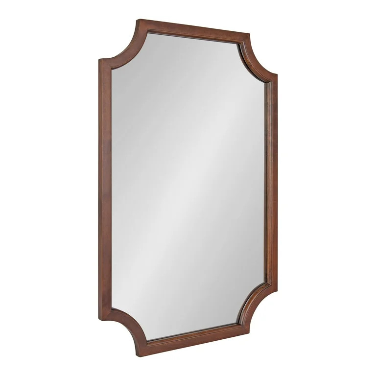 Kate and Laurel Hogan Modern Scalloped Wall Mirror, 24 x 36, Dark Walnut, Decorative Traditional Farmhouse Wall D\u00e9cor with Soft Scallops and Stunning Finish - Walmart.com | Walmart (US)