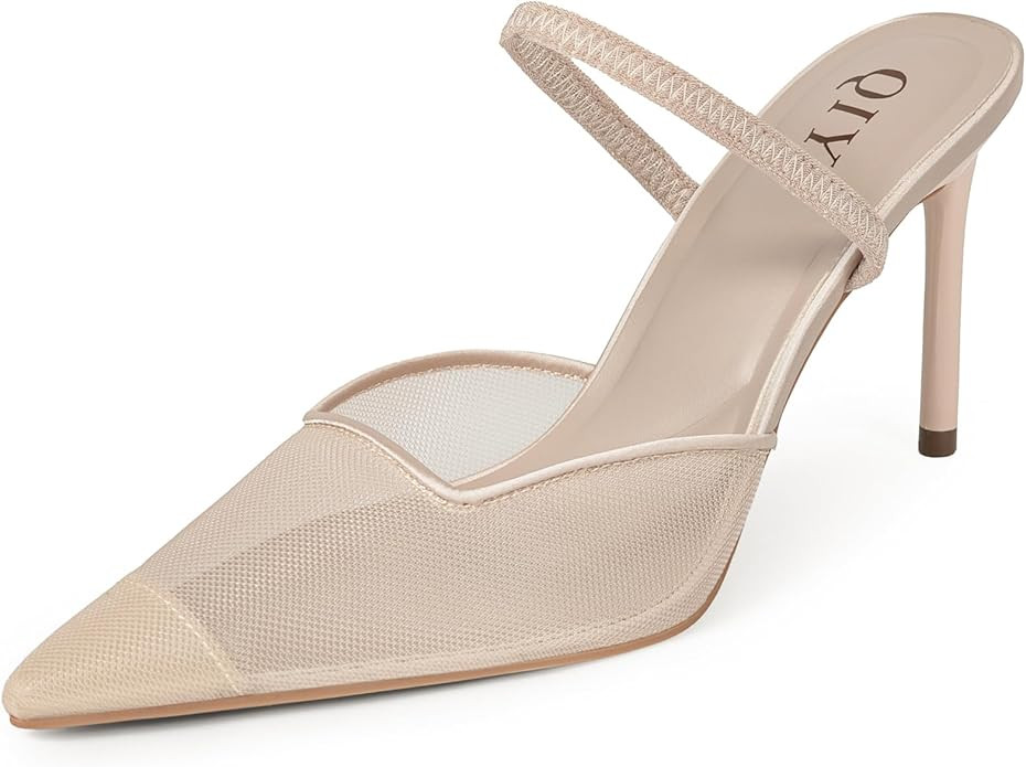 Mesh Heels for Women Pumps Closed Pointed Toe High Heels Stiletto Heeled Mules Sandals Dress Shoe... | Amazon (US)