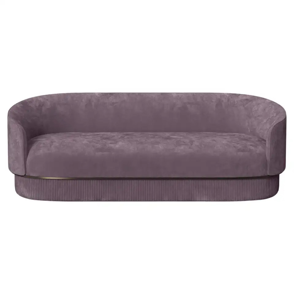 Modern Gentle Sofa in Purple Velvet and Bronze Metal | 1stDibs