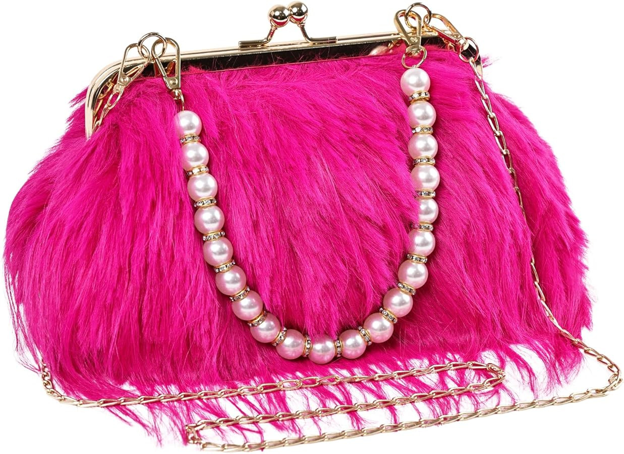 Women Clutch Purses,Fluffy Feather Evening Handbags for Wedding Party Banquet Prom Crossbody Bag | Amazon (US)