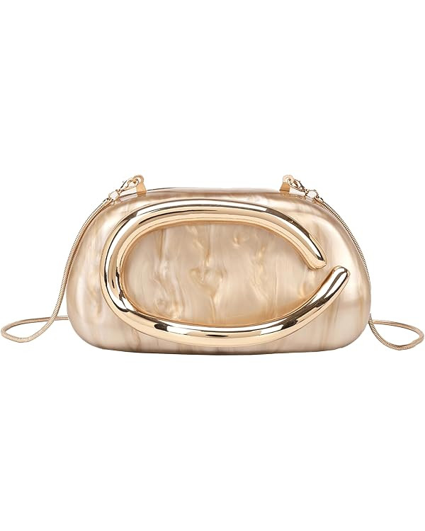 Acrylic Clutch Purse for Women Marbling Evening Wedding Handbags Acrylic Shell Box Purses for Par... | Amazon (US)