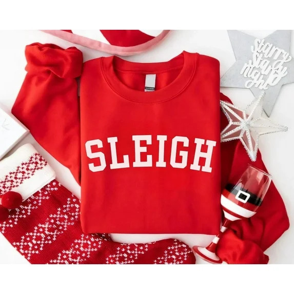 Sleigh Winter Holiday Sweatshirt: Cozy Holiday Crewneck Tshirt All Size S-5XL | Walmart (US)