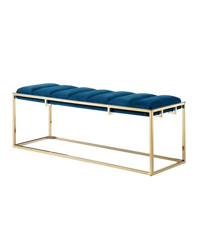 Nicole Miller Mitchell Velvet Tufted Bench with Metal Frame & Reviews - Furniture - Macy's | Macys (US)