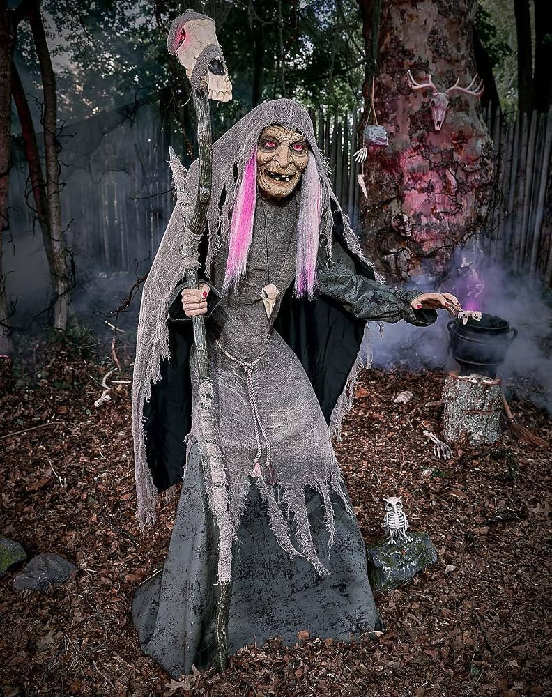 Spirit Halloween 5 Ft 9 In Willow Witch Animatronic, Interactive Decor, Multicolor | Amazon (US)