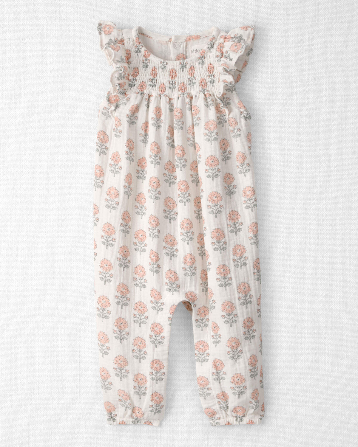Baby Girl Organic Cotton Gauze Jumpsuit in Rosebud Petal Print | Carter's Inc