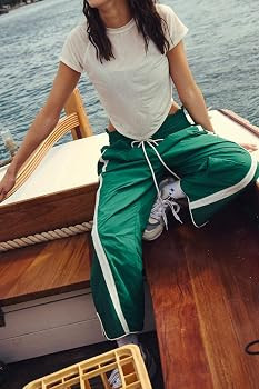 Track Pants Women Casual Drawstring Barrel Pant Lightweight Baggy Contrast Color Workout Pants wi... | Amazon (US)