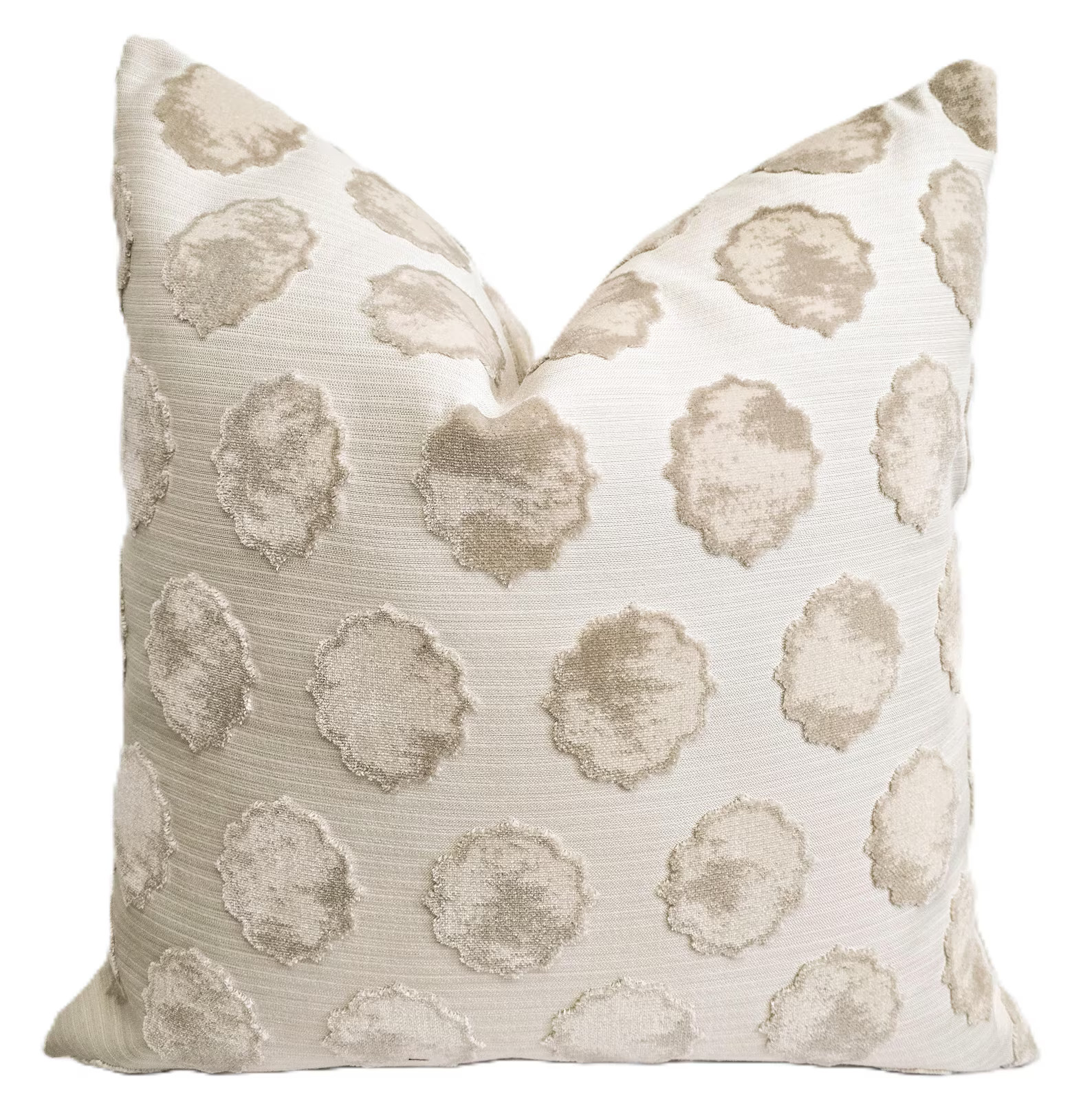 Beige Medallion Cut Velvet Pillow Cover - Etsy | Etsy (US)