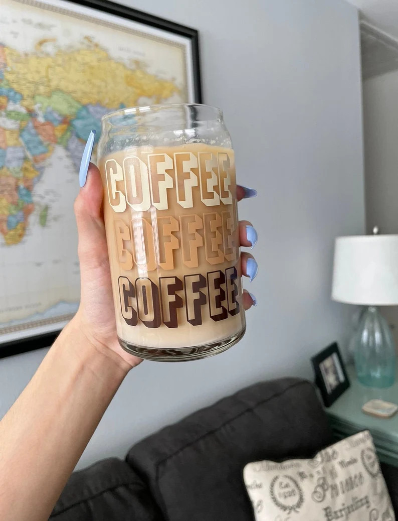 Glass Can Iced Coffee Cup I Glass for Iced Coffee I Iced Coffee Glass I Gift For Coffee Lover I C... | Etsy (US)