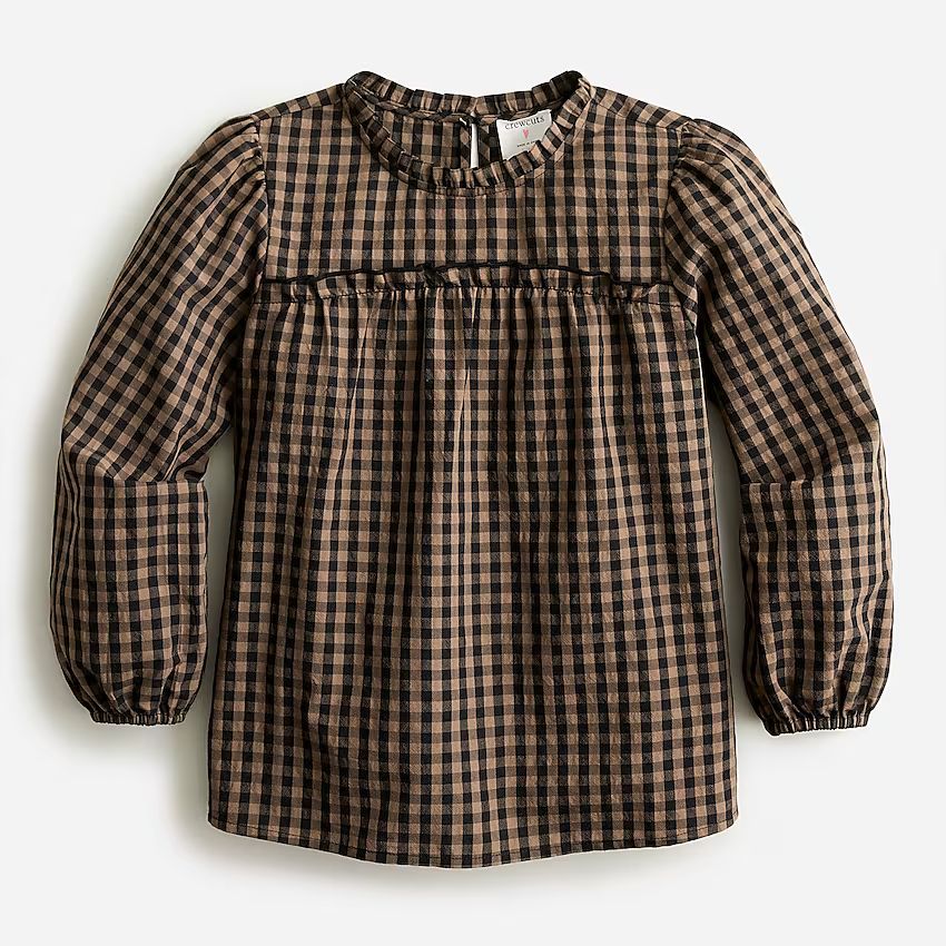 Girls' puff-sleeve flannel top | J.Crew US