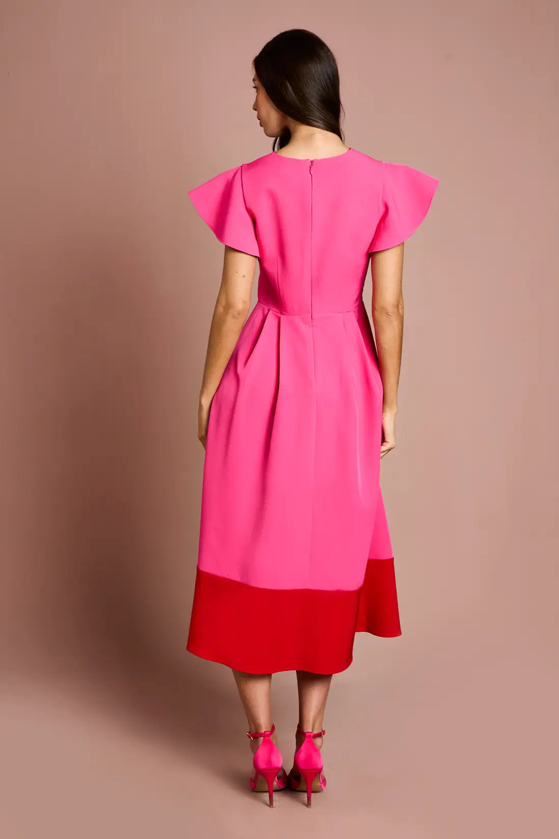 Magenta Coast Crepe Bow Detail Frill Sleeve Midi Dress | Debenhams | Debenhams UK